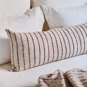 Pom Pom at Home Cream & Brown Striped Pillow case designed for Jojo Body pillow